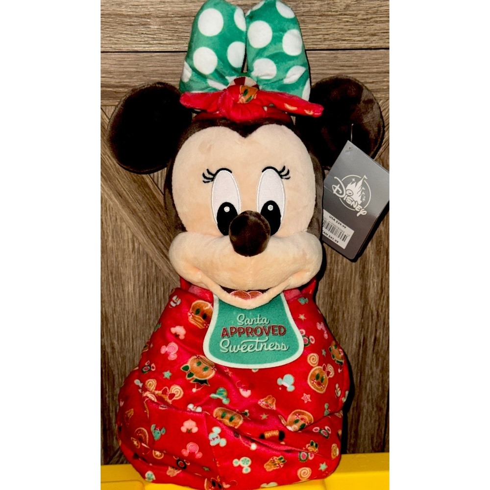 Disney Store Disney Baby Swaddled Minnie Mouse Christmas Holiday Cheer Plush NWT